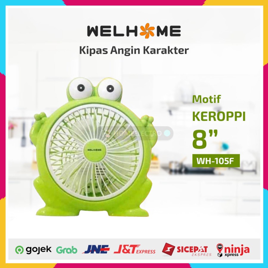 Welhome Kipas Angin Karakter KEROPPI WH-105F - Kipas Duduk 8 inch