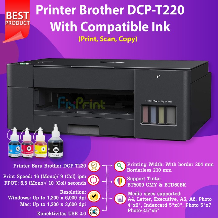 Printer Brother DCP-T220 DCP T220 Scan Copy Print / T420w / T520w Print Scan Copy Wireless / T720DW Brother Print Scan Copy WiFi ADF