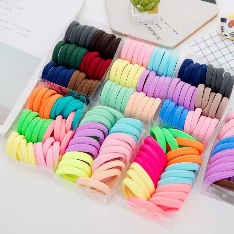 10 pcs ikat Rambut Donut mini warna warni