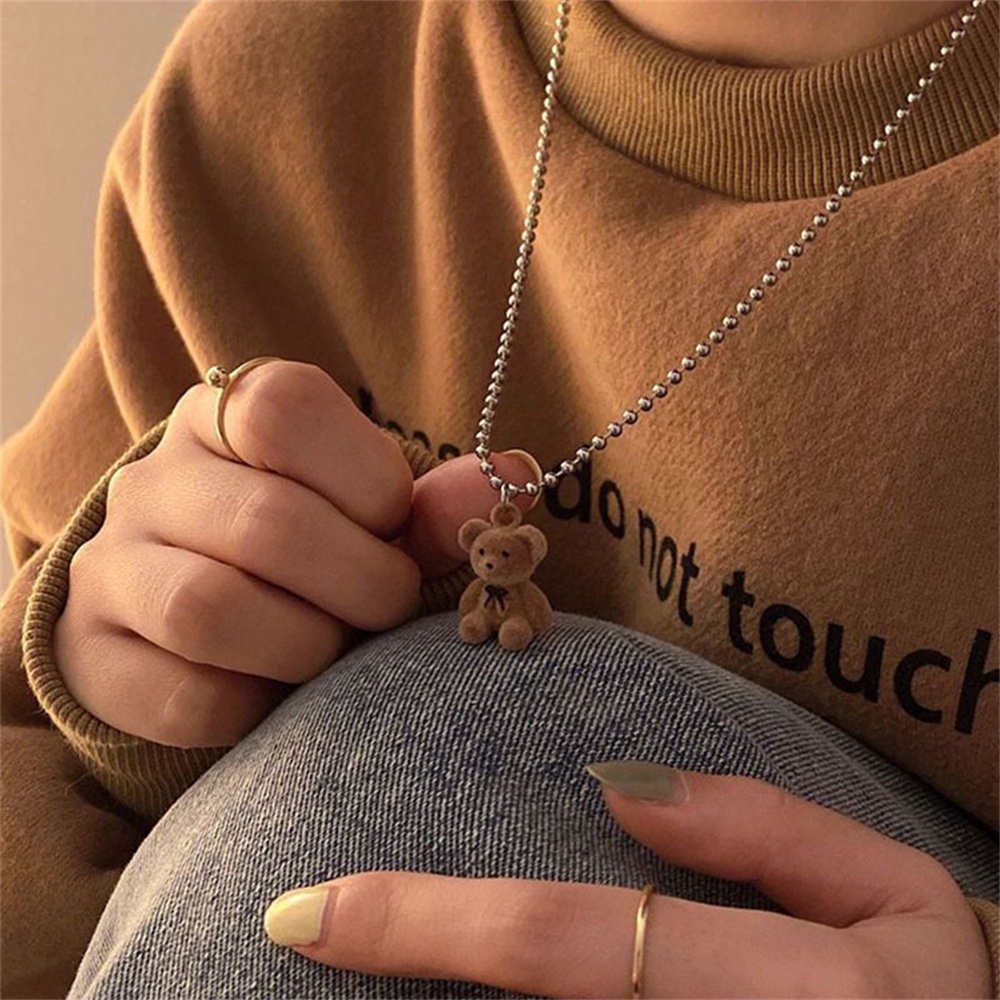 【COD Tangding】Bear Pendant Necklace Chain Cute Child Simple Jewelry Accessories Fashion