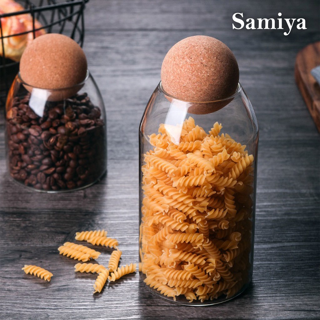 toples botol kaca tempat biji kopi / coffee bean storage jar cork / hiasan pajangan coffee shop