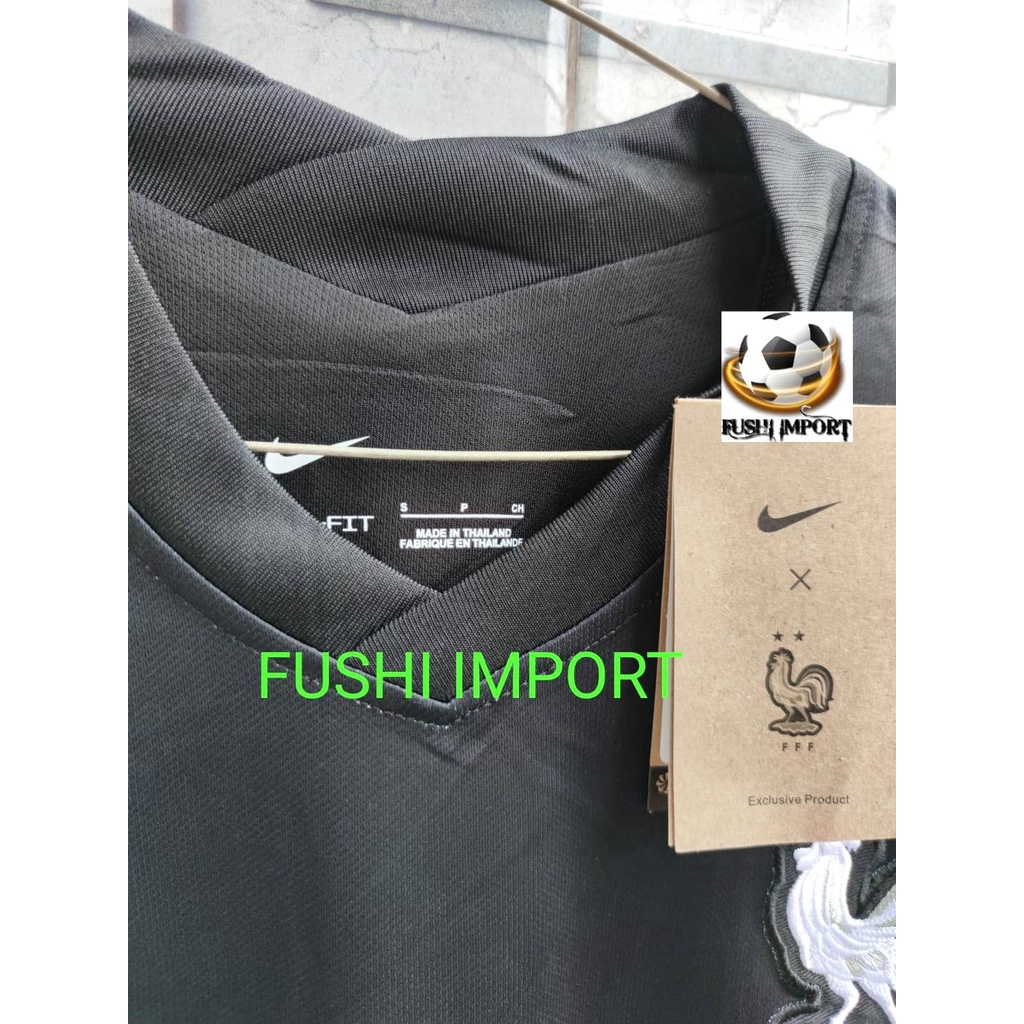 Jersey Baju Bola Perancis Training Black Hitam 2022 France Grade Ori