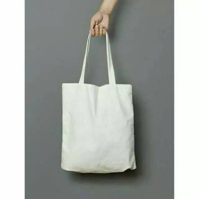 (perekat/velcro)Totebag kanvas polos putih