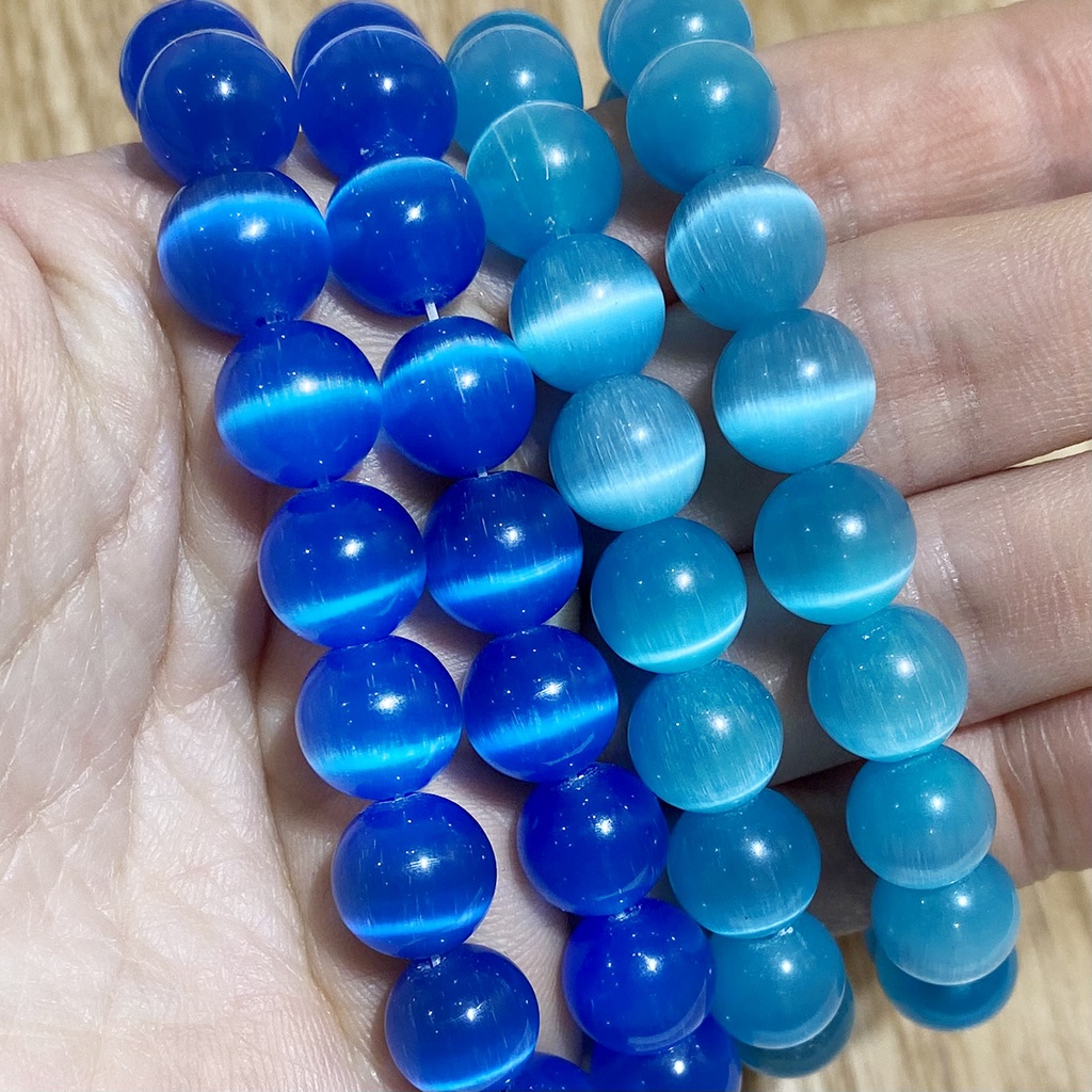 10 pcs/lot Kualitas Tinggi 4/6/8mm Putaran String Opal Longgar Spacer Bead Kaca Alami Cat Eye Beads Untuk Perhiasan Kalung Gelang