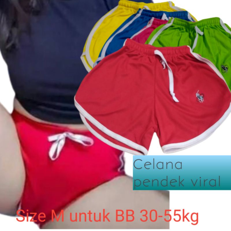 HOT PANT CELANA PENDEK WANITA TIKTOK VIRAL SIZE M BAHAN TEBAL HALUS TALI KUAT MERK POLO IMPORT