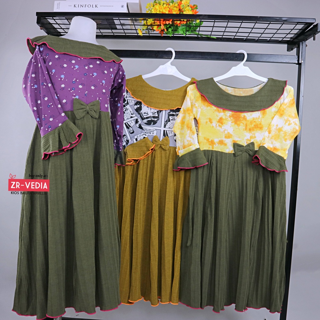 Long Dress Jessika uk 6-7 Tahun [EXPORT] Gamis Muslim Baju Anak Perempuan Panjang Dres Ngaji Murah