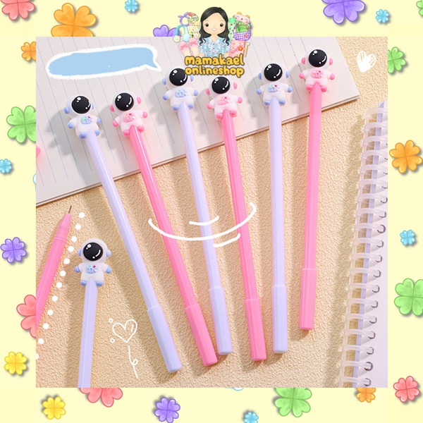 

Pulpen karakter astronot lucu cute tinta gel hitam MK1340