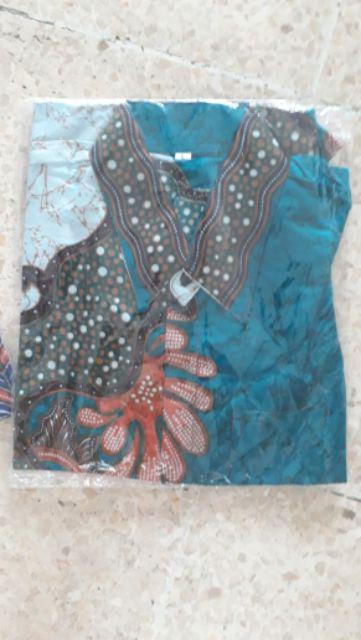 Asifa Batik Hrb026 Kenongo Kemeja Tosca Pendek Pekalongan Padi M L Xl Sogan Tulis Halus Kemeja Batik