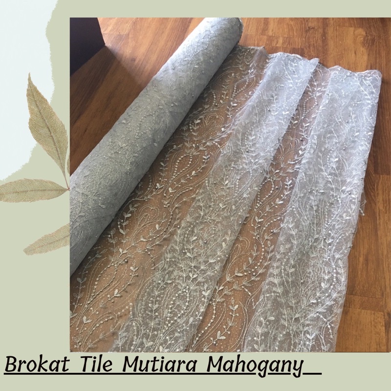 Kain Brokat Tile Mahogany warna Silver