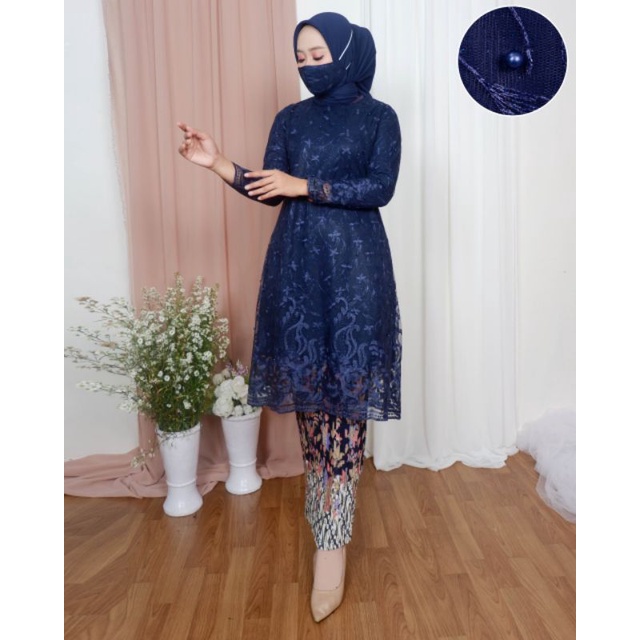 Atasan Kebaya Wanita Modern/Kebaya Promo/Kebaya Wisuda/Kebaya Atasan Saja Bisa COD-Navy