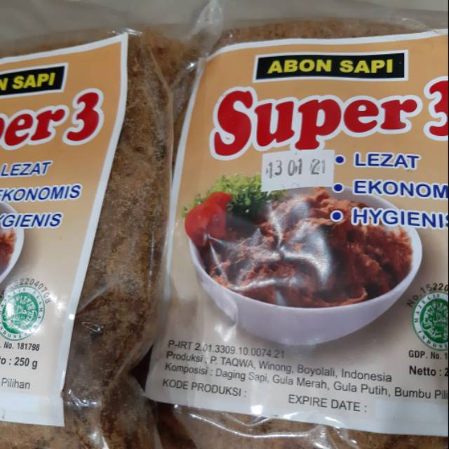 Abon sapi SUPER 3 Boyolali 250 g.