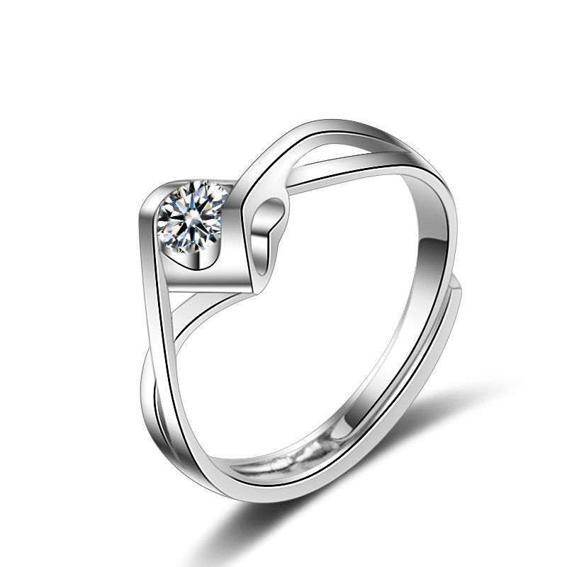 Cincin Sterling Silver 925 Desain Malaikat Ciuman Adjustable Untuk Wanita Jza0235