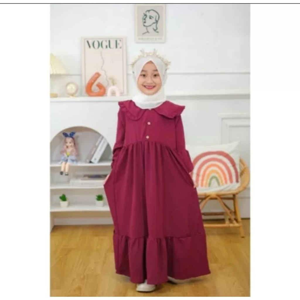 GAMIS LUNA CRINKLE AIRFLOW /SIZE 6 8 10/gamis anak-anak/dress anak/kidswear/terbaru