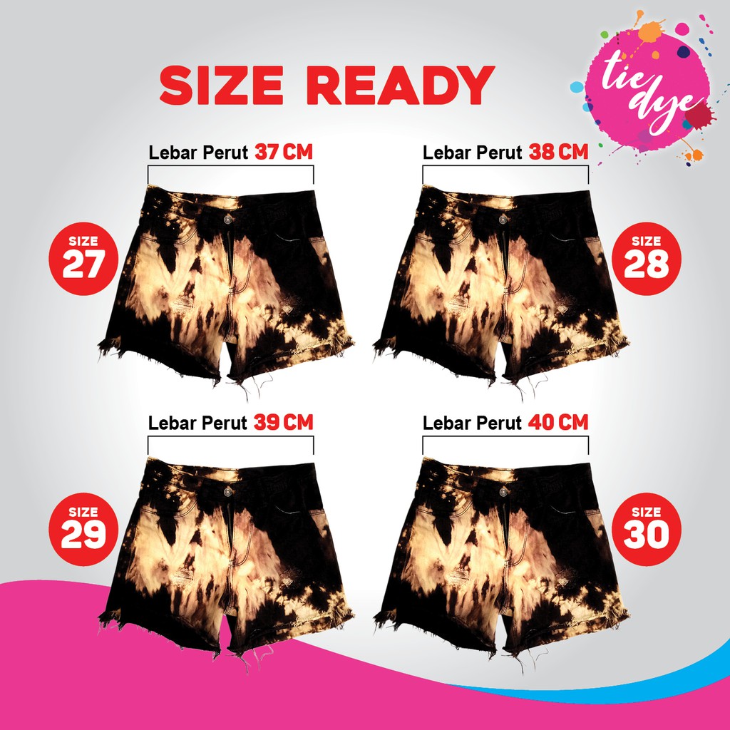 Celana Pendek Jeans Rawis Tie Dye Hitam