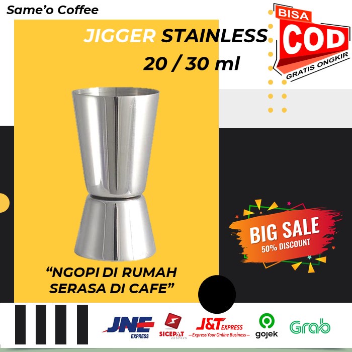 STAINLESS COCKTAIL JIGGER / MEASURING CUP / GELAS UKUR - 20/30 ml