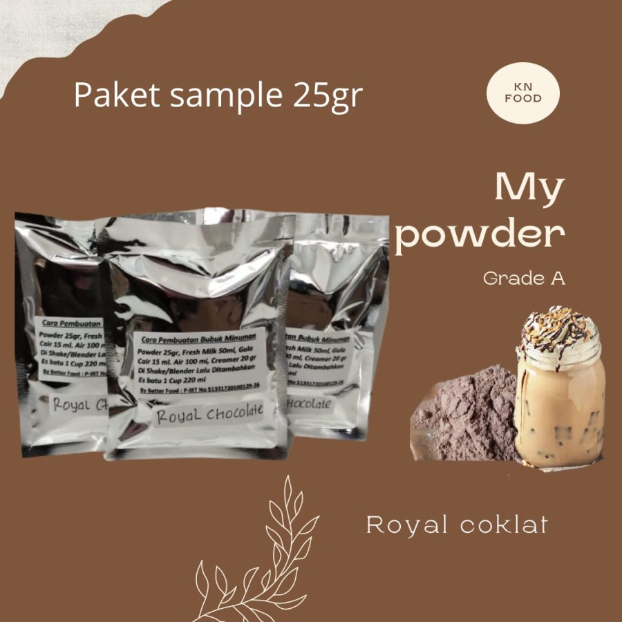 

Paket Sampel 25 Gram My Powder Grade A Royal Chocolate