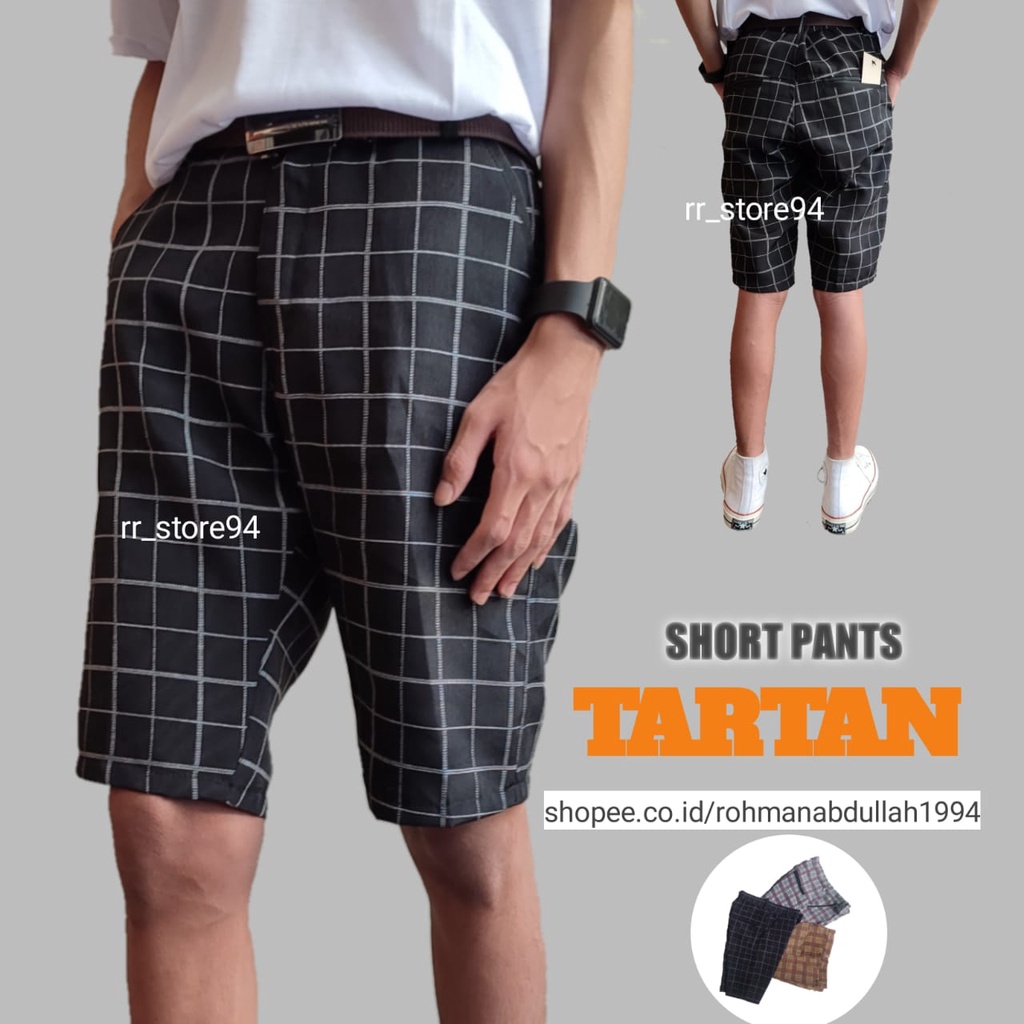 CELANA TARTAN PENDEK/CELANA PRIA PENDEK CHINOS TARTAN