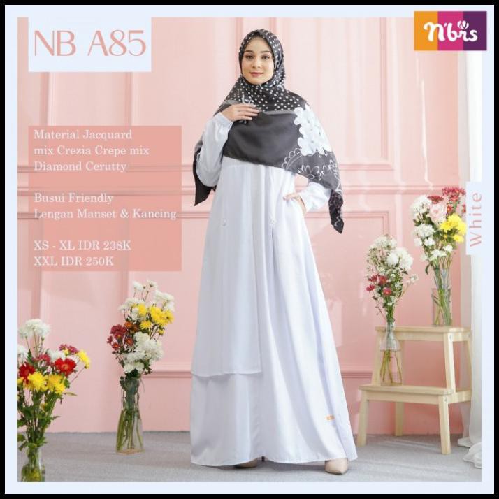 Baju Gamis Wanita Gamis Nibras Nb A85 Gamis Putih Busana Baju Muslim - Xs