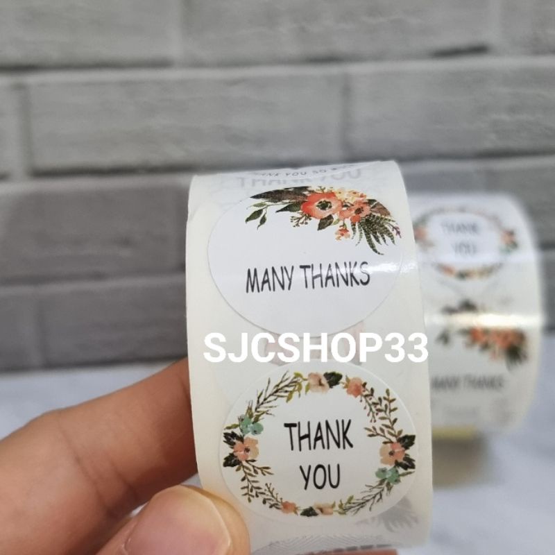 

1 roll isi 500 pcs sticker label thank you flower many thanks 2,5 cm