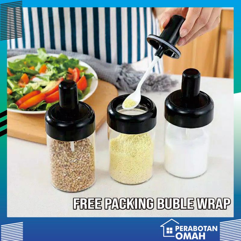Tempat Bumbu Dapur Kaca Sendok Wadah Bumbu Dapur Toples Bumbu Dapur