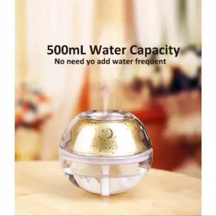 Air Humidifier Proyektor Ultrasonic 500ml LED Moon Light Crystal