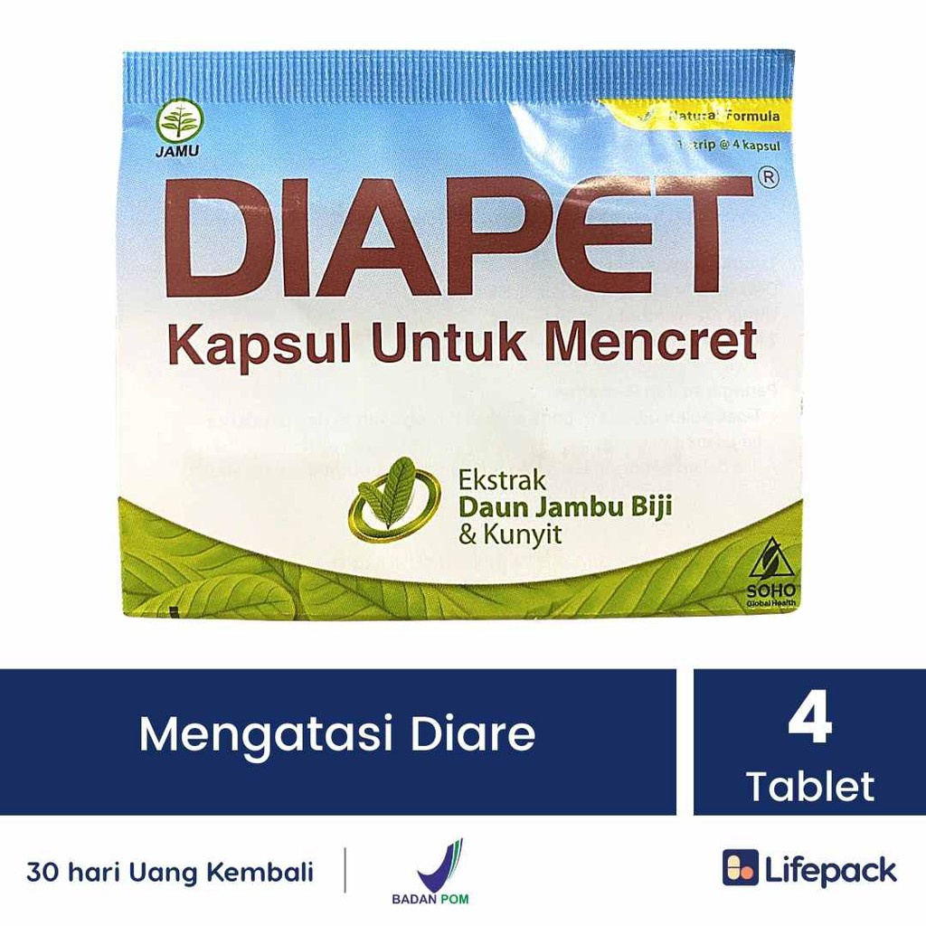 DIAPET 4 KAPSUL - Obat Diare, Pencernaan, Buang Air Besar - LIFEPACK