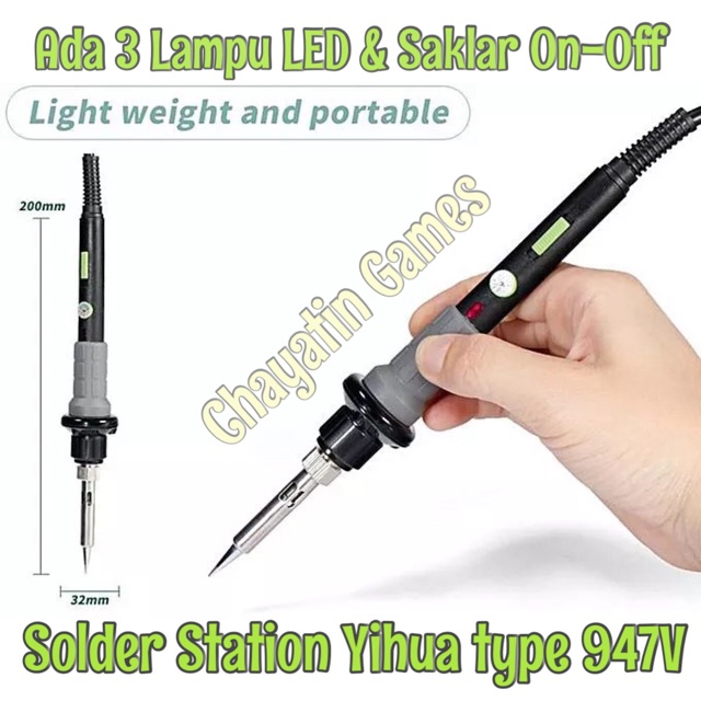 Solder Station YIHUA Original Type 947V + Lampu LED &amp; Saklar On - Off