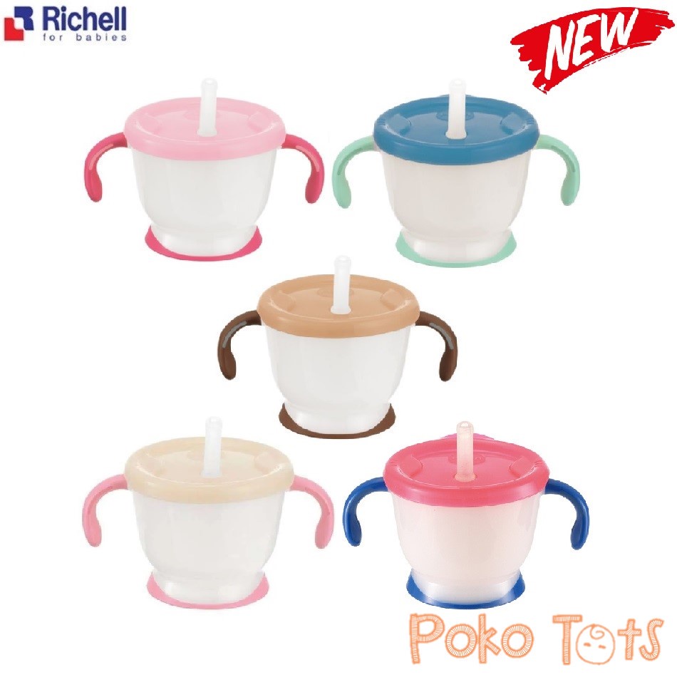 Richell Baby Aqulea Cup de Mug 150ml Straw Training Mug Gelas Minum Bayi Dengan Sedotan WHS