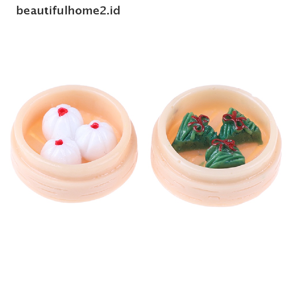 (Beautifulhome2) Buku Literatur Bahasa MandarinId 5pcs / Set Mainan Miniatur Makanan Dim Sum Cina Skala 1: 12 Untuk Dekorasi Rumah Boneka