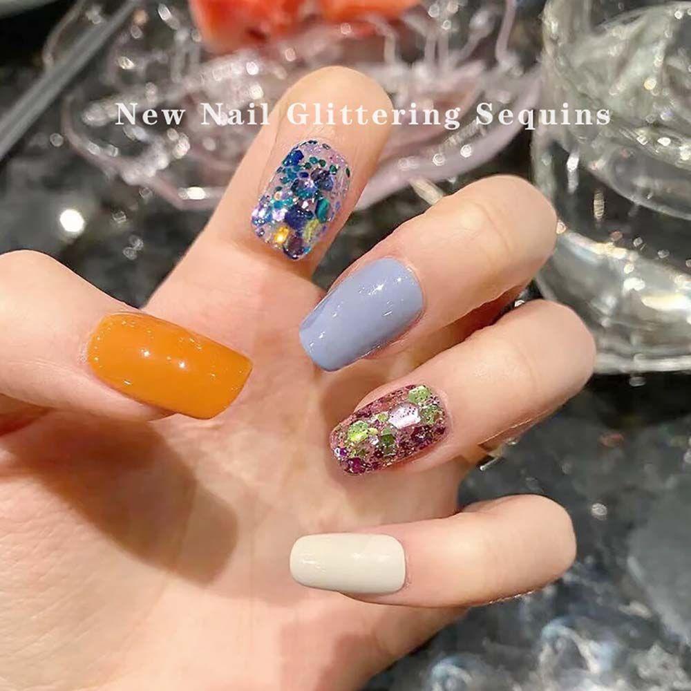 Agustina Nail Art Glitter Korea Glitter Flake Hexagonal Dekorasi Nail Art Spangles DIY Stiker Kuku