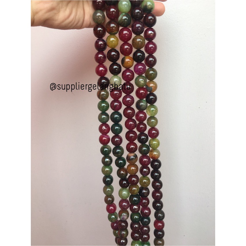 natural 14mm rainbow colour onyx ready stock pancawarna kilap serat aksesoris craft bahan supplier
