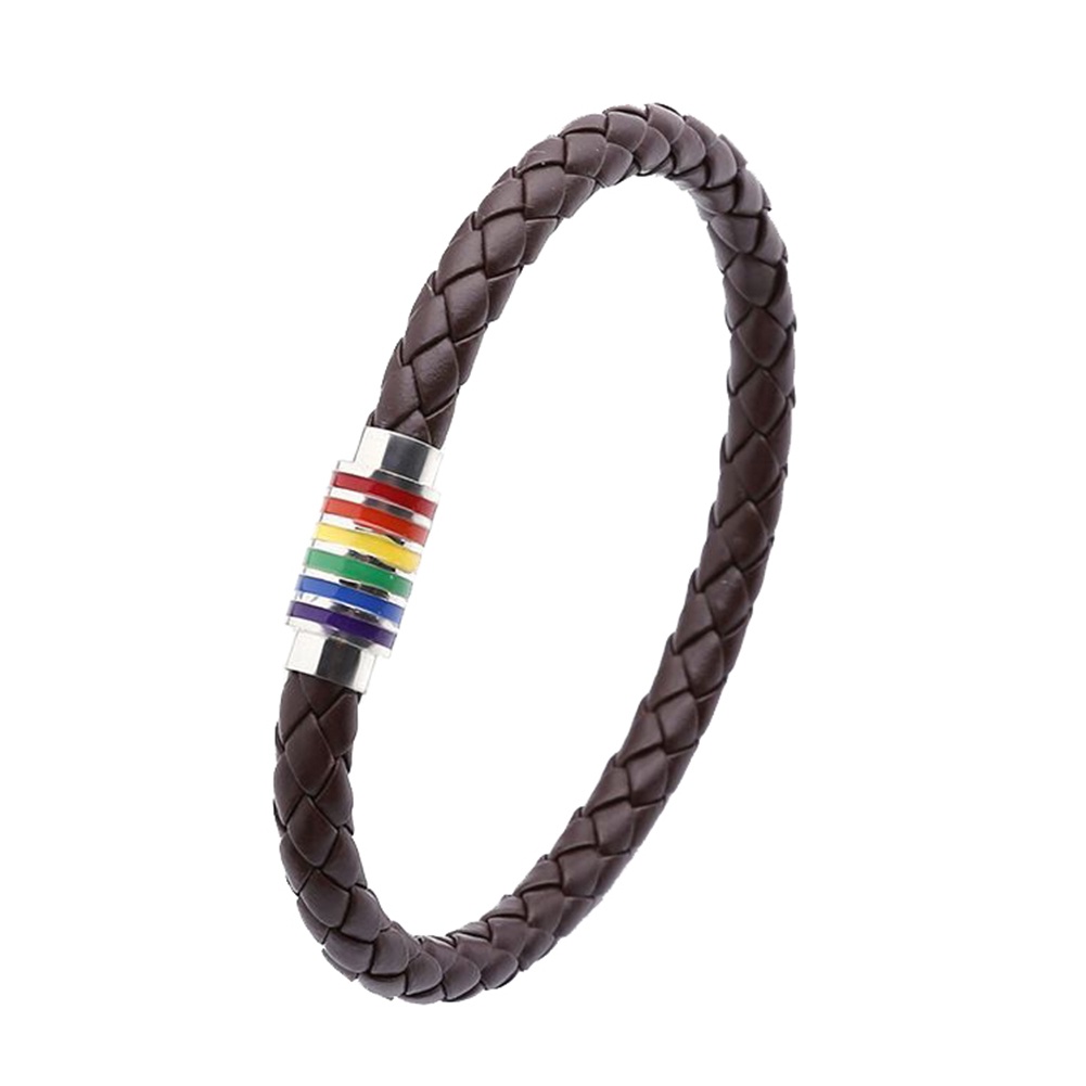 Hu Hu Hu Hu Hu Alat Bantu Pasang Kacamata♡ Gelang Bangle Kulit Imitasi Anyam Warna Pelangi Untuk Priawanita