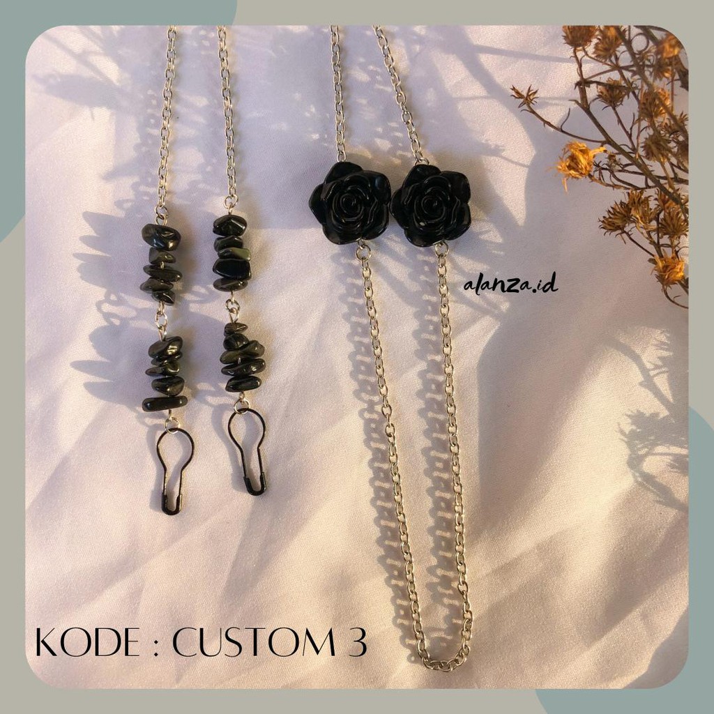 Strap Mask 2in1 Hijab / Strap Mask Cantol / Kalung Masker  / Konektor Masker/  Custom 3 by alanza.id
