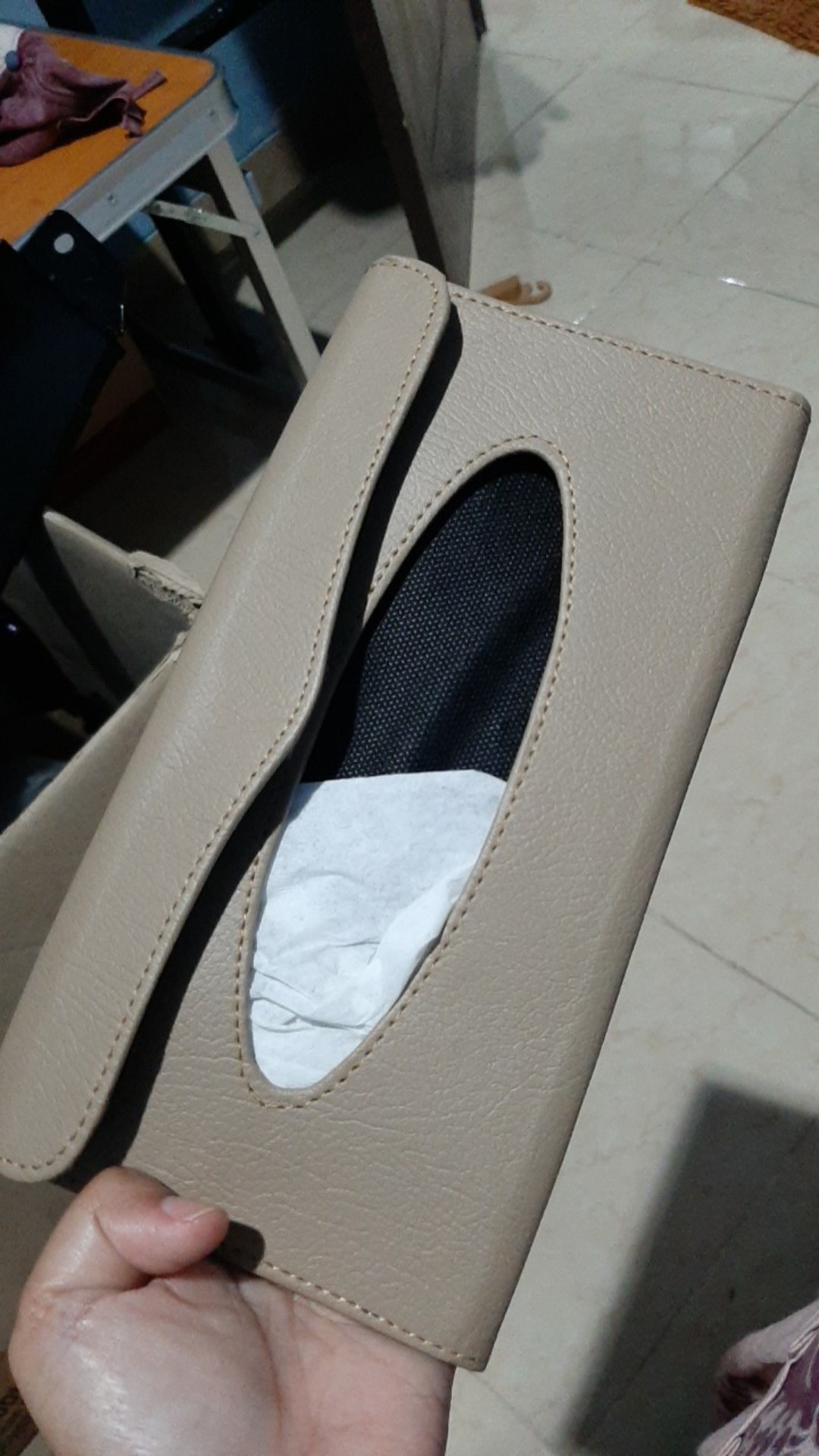 Tempat Tisu - Kotak Tissue Model Jepit Sunvisor Hitam Cream Abu Get