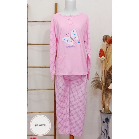 BAJU TIDUR DEWASA BAJU LENGAN PANJANG CELANA PANJANG UKURAN JUMBO BAHAN KAOS PREMIUM STARLIE (COD)-2