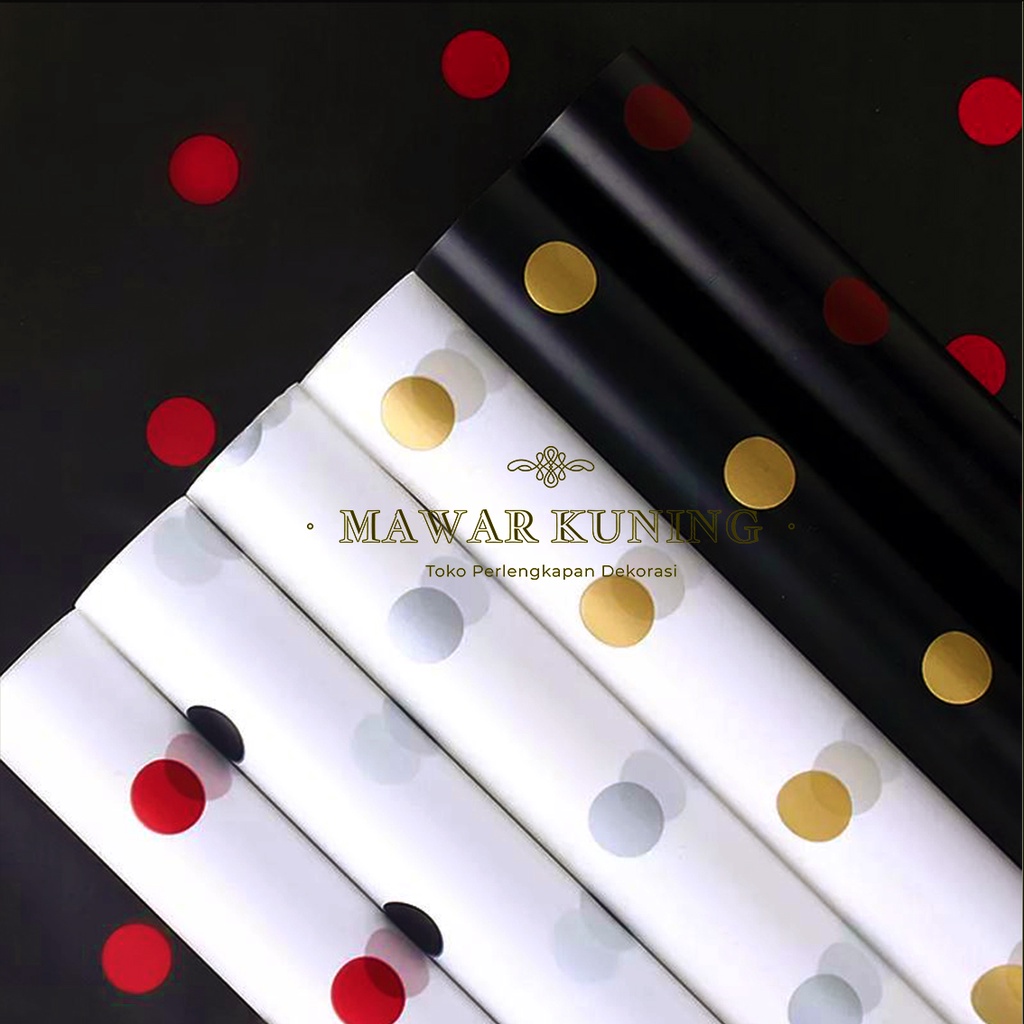 

[ 20 Lembar ] Cellophane Motif Polkadot Flower Wrapping Paper - DWF