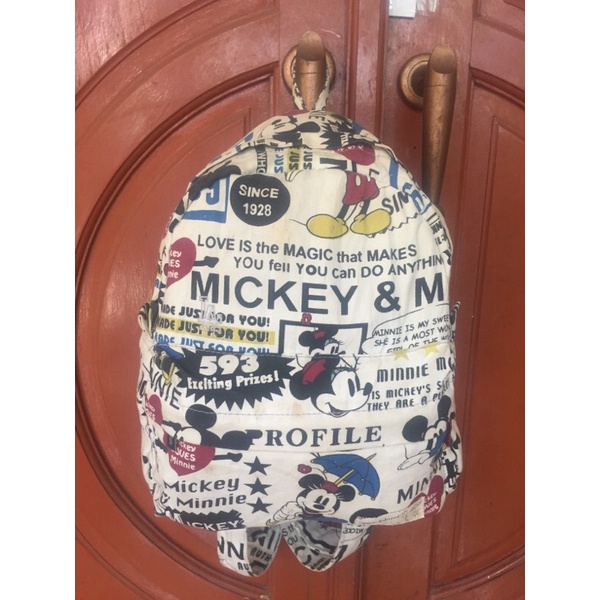 Preloved tas ransel kanvas Mickey &amp; Minnie Spice Island DDOORI