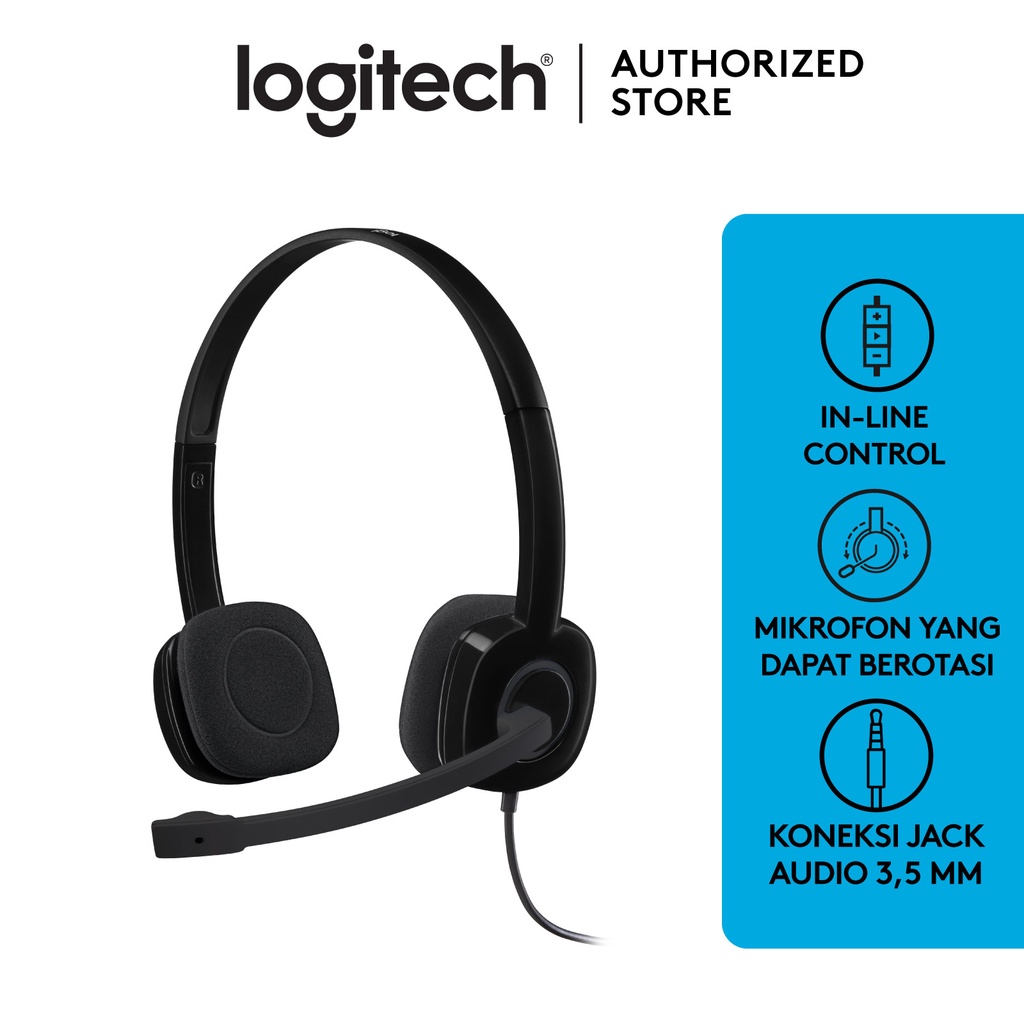 Logitech H151 Headset Stereo dengan Mikrofon Noise-Cancelling dan Single Jack 3.5 mm