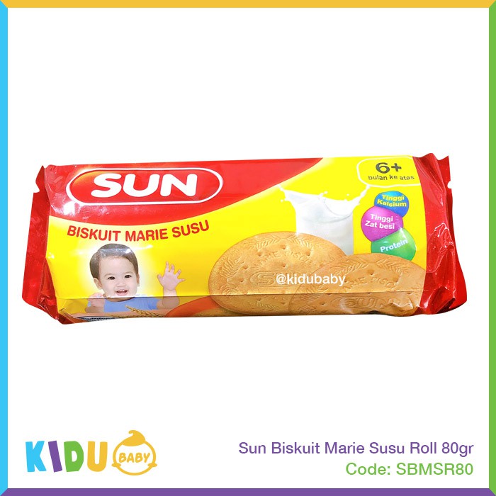 Sun Biskuit Marie Susu Roll 80gr &amp; 150gr Biskuit Bayi Cemilan Bayi &amp; Anak Sehat MPASI Kidu Baby