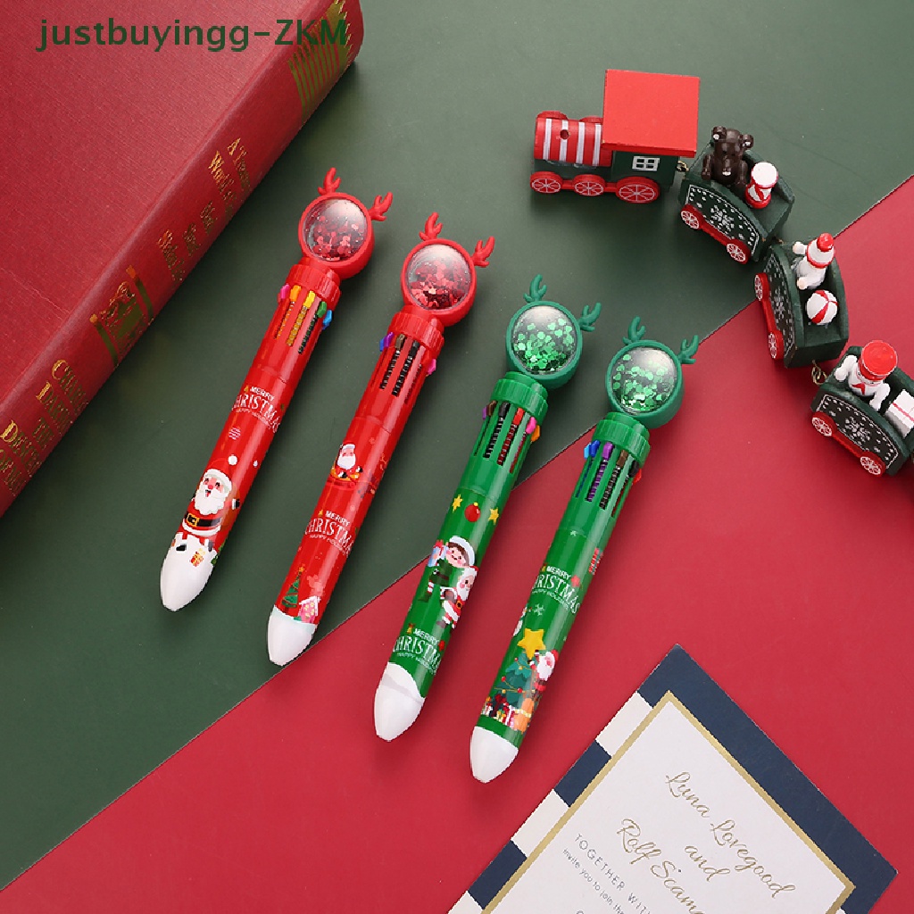 (justbuyingg) Pulpen 10 Warna Untuk Hadiah Natal / Sekolah / Kantor