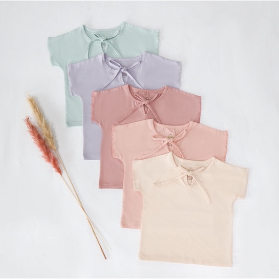 Bamboo and Bub - V-Ribbon Girl Top Atasan Kaos Pita Anak Perempuan Girl Lucu Adem Soft Bambu Polo