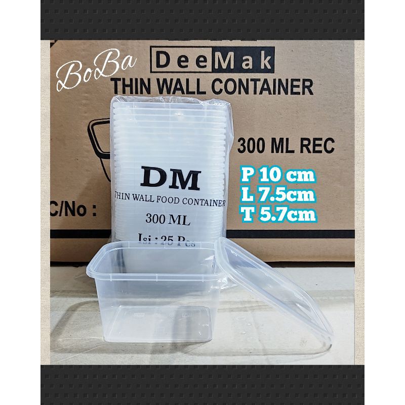1 Dus Thinwall DM 300 ML Rec Container kotak Persegi