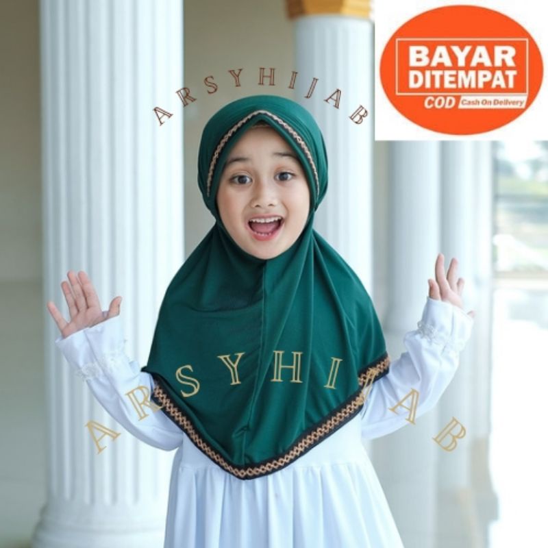 jilbab anak renda silang 3-5thn