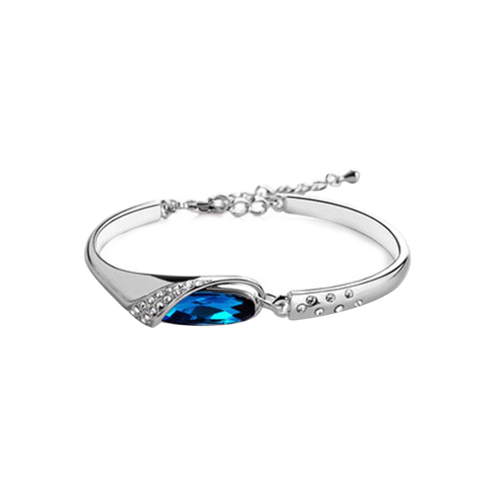 Hu Hu Hu Hu Hu Alat Bantu Pasang Kacamata♡ Gelang Tangan Rantai Aksen Berlian Imitasi Warna Biru Untuk Wanita