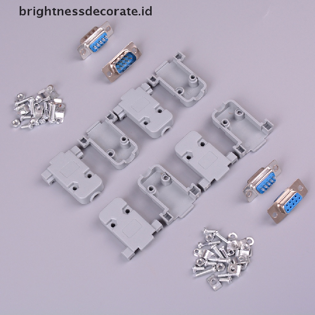 2 Set Rs232 Db9 Female Socket Plug Connector 9 Pin Tembaga Rs232 Dengan Case