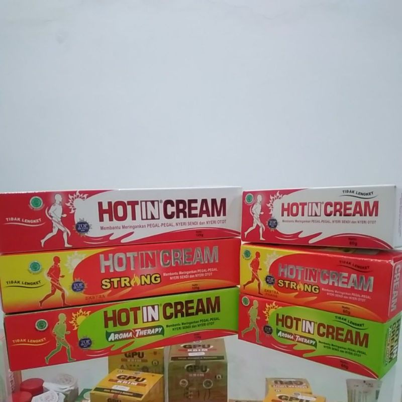 HOT IN CREAM/HOT IN CREAM STRONG/HOT IN CREAM AROMA THERAPY/KRIM PEGAL-PEGAL/KRIM NYERI OTOT