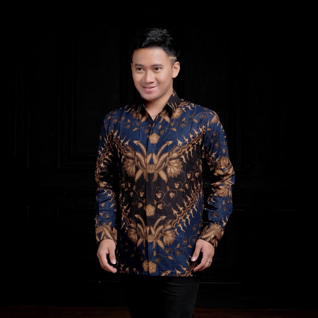 Batik Pria Lengan Panjang BATIK NAKULA HRB026 motif KERATONAN Kode 002 size M L XL XXL Reguler