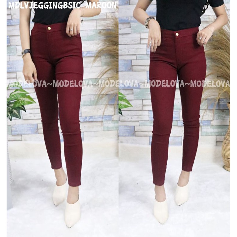 MDLV ~ JEGGING BASIC JEGGING CEWEK BAHAN STRETCH CELANA PANJANG MISS HOTY CEWEK FASHION WANITA