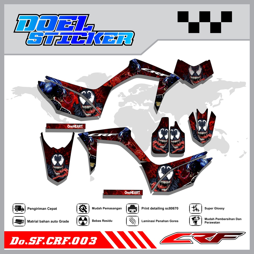 Sticker Striping Semifull CRF 150L List Variasi Hologram Pelangi,Crome Doel 003