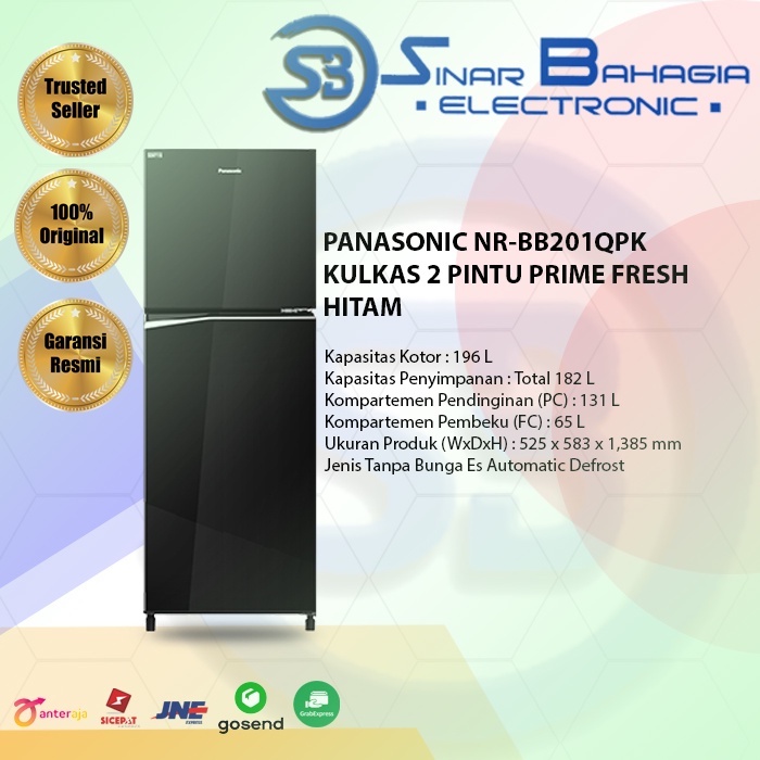 PANASONIC NR-BB201QPK KULKAS 2 PINTU PRIME FRESH HITAM (NEW) KHUSUS BANDUNG
